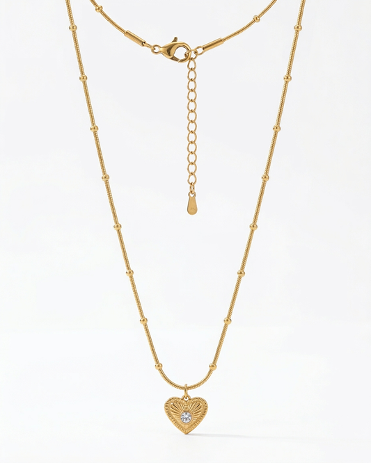 Golden Luxe Textured Heart Pendant Necklace