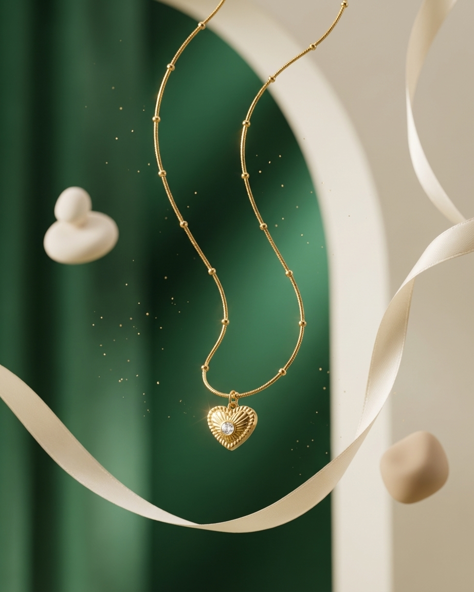 Golden Luxe Textured Heart Pendant Necklace