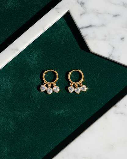 Amour Heart Drop Hoop Earrings