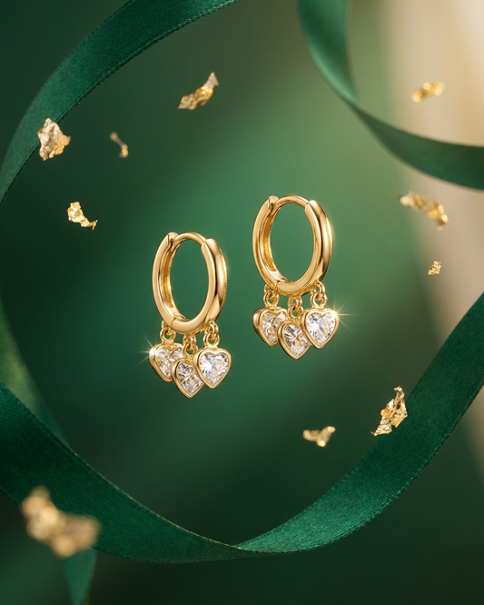 Amour Heart Drop Hoop Earrings