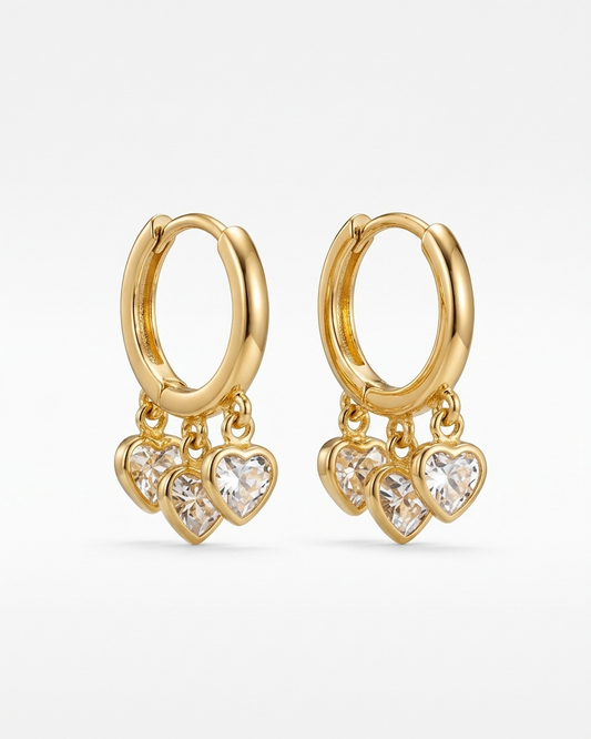 Amour Heart Drop Hoop Earrings