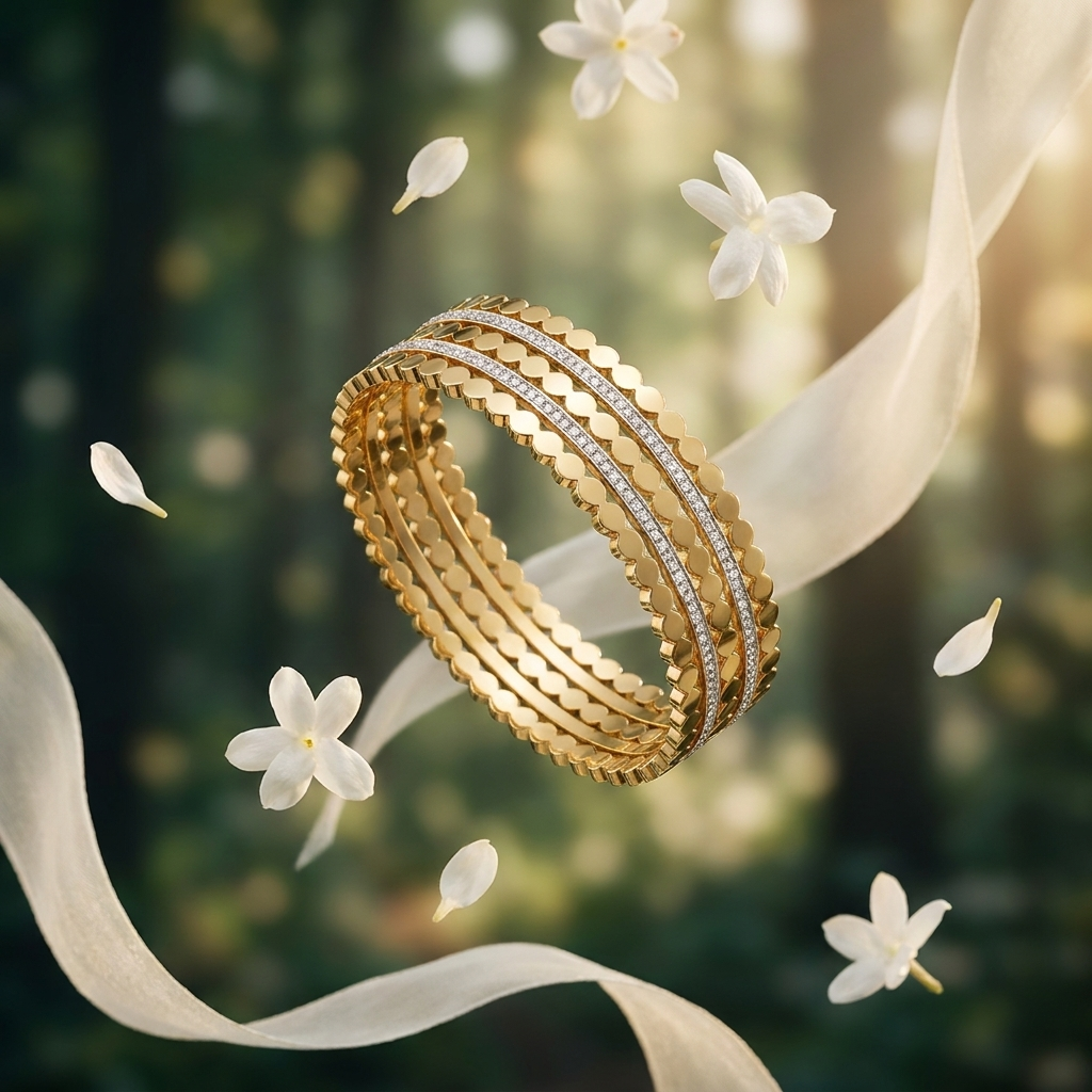Quilted Pavé Gold Cuff Bracelet - Stainless Steel 316L