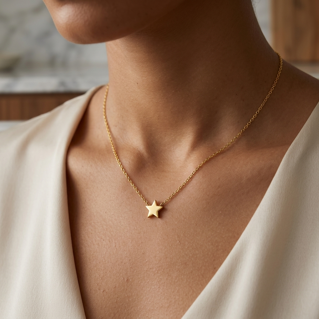 Dainty Gold Star Pendant Necklace - Stainless Steel 316L