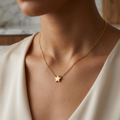 Dainty Gold Star Pendant Necklace - Stainless Steel 316L