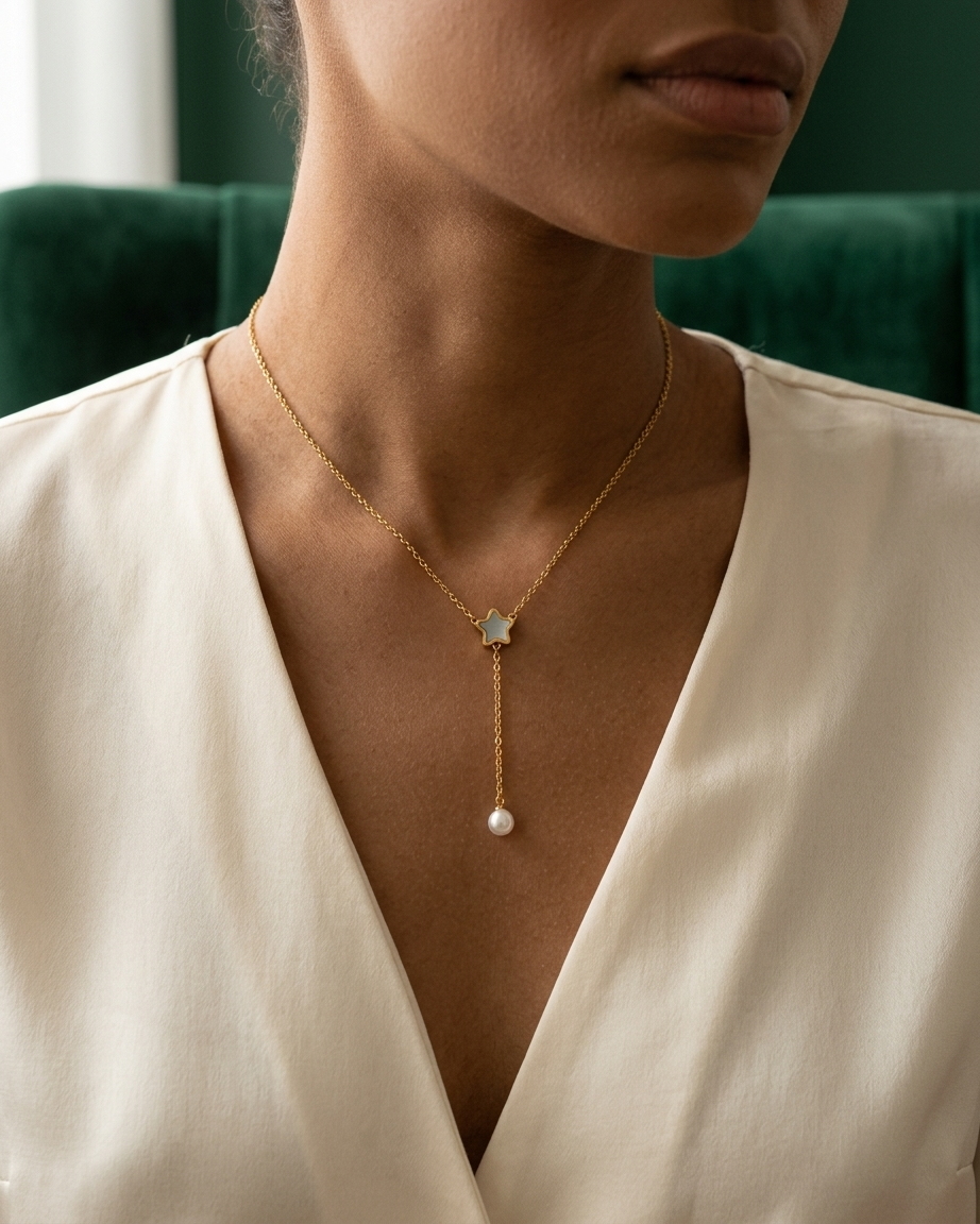 Pearl Drop Star Necklace
