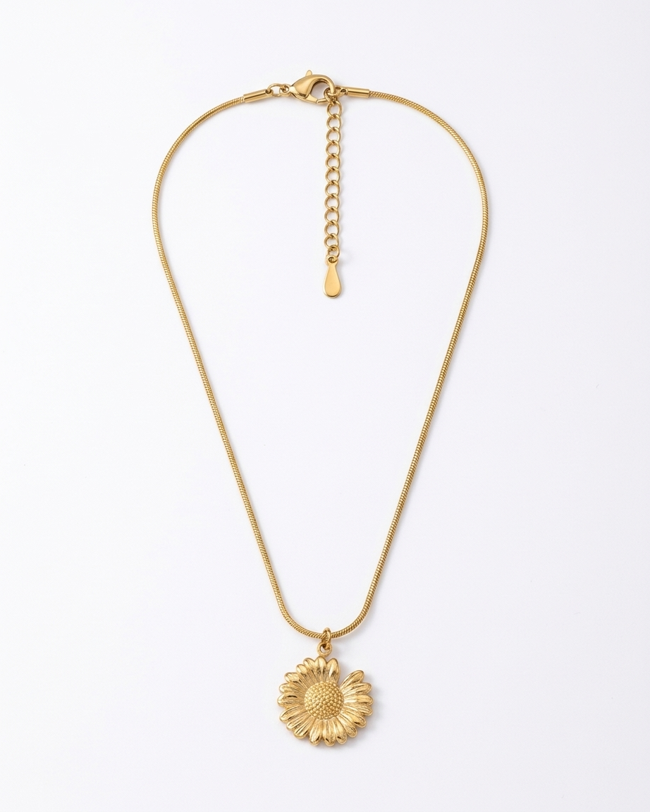 Golden Bloom Sunflower Pendant Necklace