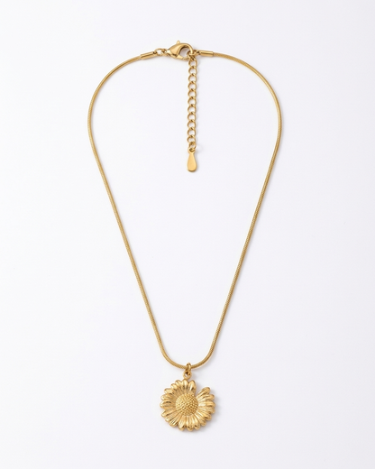 Golden Bloom Sunflower Pendant Necklace