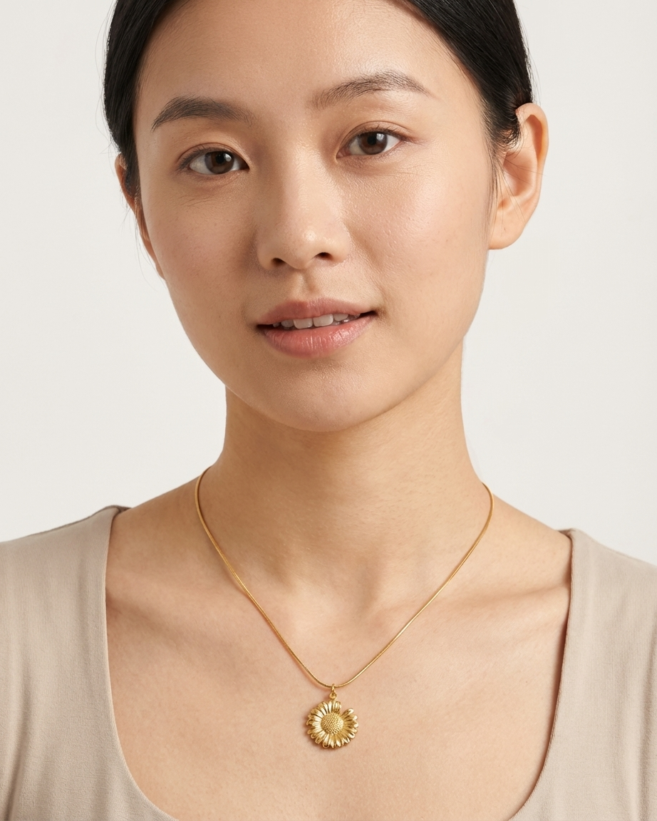 Golden Bloom Sunflower Pendant Necklace