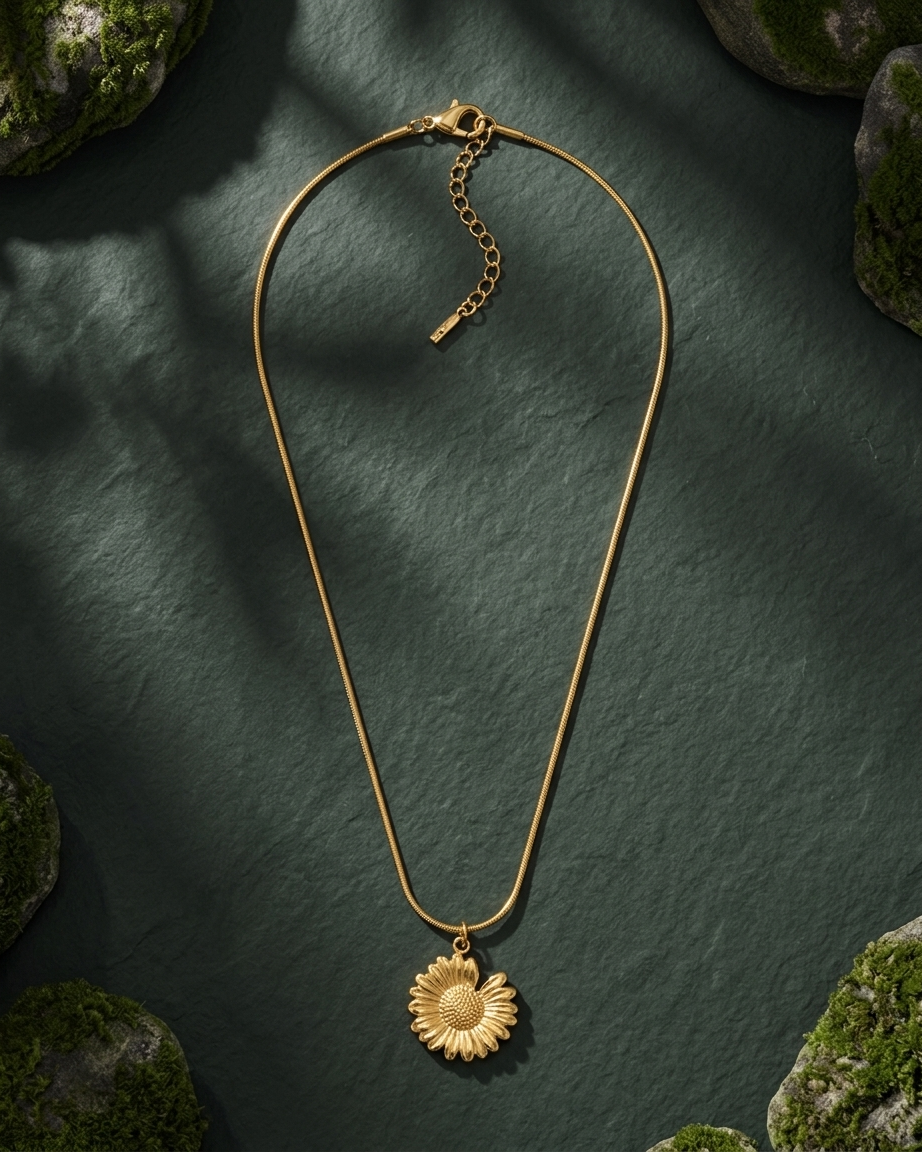 Golden Bloom Sunflower Pendant Necklace