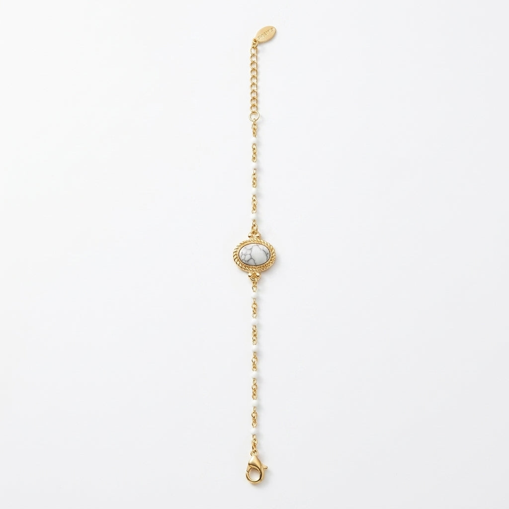 Gold & Howlite Stone Bracelet